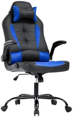 BestOffice PC Gaming Chair Ergonomic Office Chair Desk Chair With Lumbar Support Flip Up Arms Headrest PU Leather Executive High Back Computer Chair For Adults Women Men (White) -Amazon Basics Furniture Shop 41UHoVKuFOL. AC