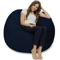 Chill Sack Bean Bag Chair: Giant 4' Memory Foam Furniture Bean Bag - Big Sofa With Soft Micro Fiber Cover - Navy