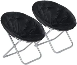 ZenStyle Faux Fur Saucer Chair, Folding Chair Soft Lounge Chair, Portable Moon Chair For Bedroom, Dorm Rooms, Apartments, Lounging, Garden And Courtyard, Black -Amazon Basics Furniture Shop 41UVwmhiw5L. AC