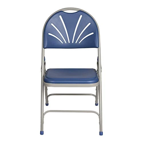 OEF Furnishings Heavy Duty Plastic Fan Back Folding Chair With Triple Brace, Blue 6 OEF Furnishings Heavy Duty Plastic Fan Back Folding Chair With Triple Brace, Blue - Image 6