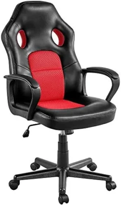 Yaheetech Video Gaming Chair Racing Chair Lumbar Support Desk Chair Ergonomic Computer Chair Swivel Task Chair PU Leather Racing Style Black -Amazon Basics Furniture Shop 41UaJRpFWxL. AC