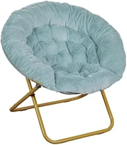 Flash Furniture Gwen Oversize Folding Saucer Chair - Gray Faux Fur Moon Chair - Soft Gold Metal Frame - 38" Portable Folding Chair - For Dorm And Bedroom -Amazon Basics Furniture Shop 41UeaZIdGeL. AC