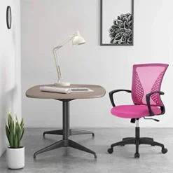 Vnewone Desk Computer Mesh Executive Task Rolling Gaming Swivel Modern Adjustable With Mid Back Lumbar Support Armrest For Home Women Men,Pink -Amazon Basics Furniture Shop 41UffDGARiL