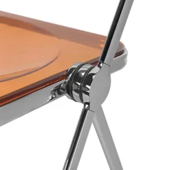 DIYHD Caramel Clear Folding Chair PC Plastic Living Room Seat Chrome Frame -Amazon Basics Furniture Shop 41UxUPeCHRL