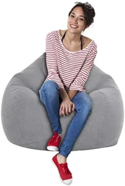 Bean Bag Chair Cover(No Bean Filling),Stuffed Animal Storage, Extra Large Lazy Sofa Bean Bag Cover, Stuffable Zipper Beanbag Covers For Adults (Grey-35.4 "x 43.3" Cover Only) -Amazon Basics Furniture Shop 41VL9D 5SrL. AC