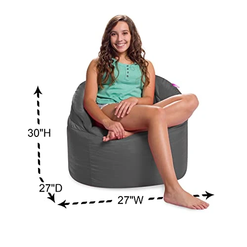 Posh Creations Structured Comfy Bean Bag Chair For Gaming, Reading, And Watching TV, Sonoma Lounge, Microsuede - Charcoal Gray 3 Posh Creations Structured Comfy Bean Bag Chair For Gaming, Reading, And Watching TV, Sonoma Lounge, Microsuede - Charcoal Gray - Image 3