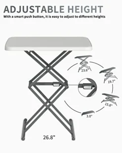 SOUNDANCE Small Folding Table, Adjustable TV Tray, Portable Dinner Table, Lightweight, Zero Assembly, Easy To Fold And Storage, Sturdy Desk For Home Garden Office Indoor Outdoor Use, White -Amazon Basics Furniture Shop 41VMqFM6yWL