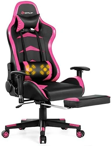 Goplus Massage Gaming Chair, Reclining Backrest, Handrails And Seat Height Adjustment Racing Computer Office Chair, High Back Ergonomic PU Leather Swivel PC Game Chair With Footrest 6 Goplus Massage Gaming Chair, Reclining Backrest, Handrails And Seat Height Adjustment Racing Computer Office Chair, High Back Ergonomic PU Leather Swivel PC Game Chair With Footrest - Image 6
