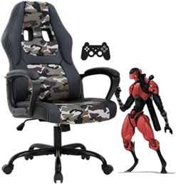 Gaming Chair PC Computer Chair Office Chair For Adult Teen Kids, Ergonomic PU Leather Gamer Chair With Lumbar Support High Back Adjustable Rolling Swivel Desk Chair, Black -Amazon Basics Furniture Shop 41VvLwWa4cL. AC