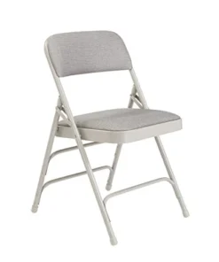 National Public Seating 2302 Steel Frame Upholstered Premium Fabric Seat And Back Folding Chair With Triple Brace, 480 Lbs Capacity, Graystone/Gray (Carton Of 4)