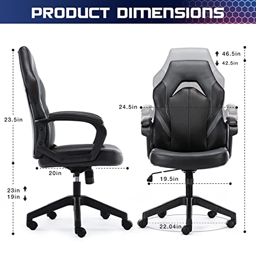 Ergonomic Computer Gaming Chair – PU Leather Desk Chair With Lumbar Support, Swivel Office Chair Executive Chair With Padded Armrest And Seat Cushion For Gaming, Study And Working 2 Ergonomic Computer Gaming Chair – PU Leather Desk Chair With Lumbar Support, Swivel Office Chair Executive Chair With Padded Armrest And Seat Cushion For Gaming, Study And Working - Image 2