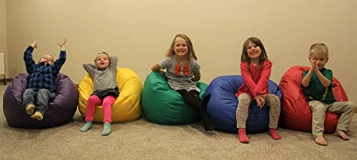 Child Bean Bag Chairs By Better American Products - Kid Sized Baseball Style Vinyl Bean Bag Chairs Perfect For Game Rooms And More {Blue} 2 Child Bean Bag Chairs By Better American Products - Kid Sized Baseball Style Vinyl Bean Bag Chairs Perfect For Game Rooms And More {Blue} - Image 2