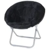 Nova Microdermabrasion Folding Faux Fur Saucer Chair Soft Plush Lounge Chair Moon Chair With Metal Frame For Bedroom, Living Room, Dorm Rooms, Apartments And Courtyard, Black