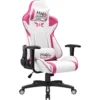 JUMMICO Pink Gaming Chair Adjustable Racing Chair Halo Series Specialty Design Ergonomic Comfortable Swivel Computer Chair With Headrest And Lumbar Support (Pink)