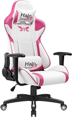 JUMMICO Pink Gaming Chair Adjustable Racing Chair Halo Series Specialty Design Ergonomic Comfortable Swivel Computer Chair With Headrest And Lumbar Support (Pink) 7 JUMMICO Pink Gaming Chair Adjustable Racing Chair Halo Series Specialty Design Ergonomic Comfortable Swivel Computer Chair With Headrest And Lumbar Support (Pink) -Amazon Basics Furniture Shop 41WpnPtdAvL. AC