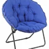 Zenithen Round Foldable Padded Dish/Saucer Chair For Game, Bed, Or Living Room, 32" (Blue)