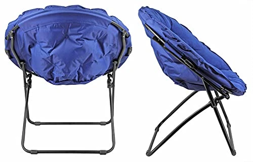 Zenithen Round Foldable Padded Dish/Saucer Chair For Game, Bed, Or Living Room, 32" (Blue) 2 Zenithen Round Foldable Padded Dish/Saucer Chair For Game, Bed, Or Living Room, 32" (Blue) - Image 2