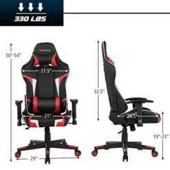 GENERIC Renatone Gaming Chair Massage Ergonomic Office Chair, Computer Racing Chair, High Back PU Leather Adjustable Arms Headrest Lumbar Support, Rolling Swivel Executive Chair (Red) -Amazon Basics Furniture Shop 41XUagsM1zL 1