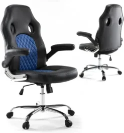 Gaming Chair, Home Office Computer Chair PU Leather Ergonomic Racing Desk Chair Adjustable Height Mid Back Executive Task Chair With Lumbar Support And Flip Up Armrest, Rocking Swivel Comfty Cushion 18 Gaming Chair, Home Office Computer Chair PU Leather Ergonomic Racing Desk Chair Adjustable Height Mid Back Executive Task Chair With Lumbar Support And Flip Up Armrest, Rocking Swivel Comfty Cushion -Amazon Basics Furniture Shop 41XYBHVmRL. AC