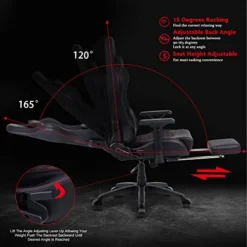 Dowinx Gaming Chair Ergonomic Racing Style Recliner With Massage Lumbar Support,4D Armrests Game Chair For Computer PU Leather With Retractable Footrest Black -Amazon Basics Furniture Shop 41XbPcXuBqL