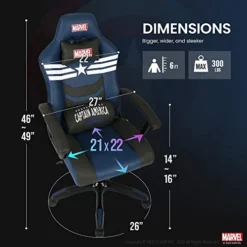 Marvel Avengers Gaming Chair Office High Back Computer PU Leather Desk Chair PC Racing Executive Ergonomic Adjustable Swivel Task Chair Headrest And Lumbar Support (Captain America, Blue) 10 Marvel Avengers Gaming Chair Office High Back Computer PU Leather Desk Chair PC Racing Executive Ergonomic Adjustable Swivel Task Chair Headrest And Lumbar Support (Captain America, Blue) -Amazon Basics Furniture Shop 41Xn7Q2fAJL