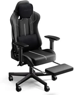 Nokaxus Gaming Chair Large Size High-back Ergonomic Racing Seat With Massager Lumbar Support And Retractible Footrest PU Leather 90-180 Degree Adjustment Of Backrest Thickening Sponges (YK-6008-BLACK) 25 Nokaxus Gaming Chair Large Size High-back Ergonomic Racing Seat With Massager Lumbar Support And Retractible Footrest PU Leather 90-180 Degree Adjustment Of Backrest Thickening Sponges (YK-6008-BLACK) -Amazon Basics Furniture Shop 41XoEUQ lVL. AC