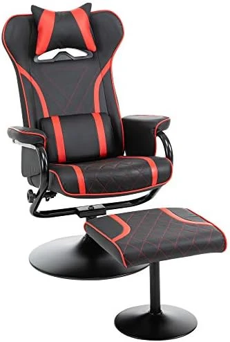 HOMCOM Vinsetto High Back Video Gaming Recliner With Ottoman, Racing Style PC Computer Office Chair, Swivel With Headrest & Lumbar Support, Adjustable Height, Black/Red 6 HOMCOM Vinsetto High Back Video Gaming Recliner With Ottoman, Racing Style PC Computer Office Chair, Swivel With Headrest & Lumbar Support, Adjustable Height, Black/Red - Image 6