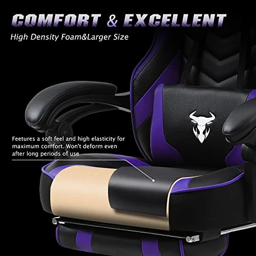 Purple Gaming Chair, Reclining Computer Chair With Footrest, High Back Gamer Chair With Massage, Large Computer Gaming Chair, Racing Style Desk Chair For Gaming, Big And Tall Gaming Chairs For Adults 4 Purple Gaming Chair, Reclining Computer Chair With Footrest, High Back Gamer Chair With Massage, Large Computer Gaming Chair, Racing Style Desk Chair For Gaming, Big And Tall Gaming Chairs For Adults - Image 4
