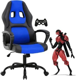 Gaming Chair PC Computer Chair Office Chair For Adult Teen Kids, Ergonomic PU Leather Gamer Chair With Lumbar Support High Back Adjustable Rolling Swivel Desk Chair, Black -Amazon Basics Furniture Shop 41YBsD9geaL. AC
