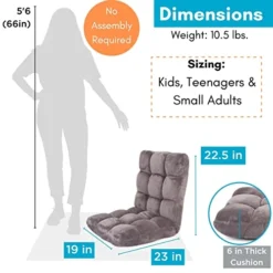 BIRDROCK HOME Adjustable 14-Position Memory Foam Floor Chair For Kids | 22.5" H X 19" W. 5.5" Thick Cushion | Grey | Comfy Back Support | Reading Game Meditating | Foldable Banana Rocker Chairs -Amazon Basics Furniture Shop 41YR4bn82hL