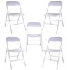 LAZYMOON 5-Pack Plastic Folding Chairs Wedding Banquet Seat Premium Party Event Chair White