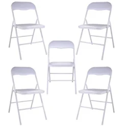 LAZYMOON 5-Pack Plastic Folding Chairs Wedding Banquet Seat Premium Party Event Chair White