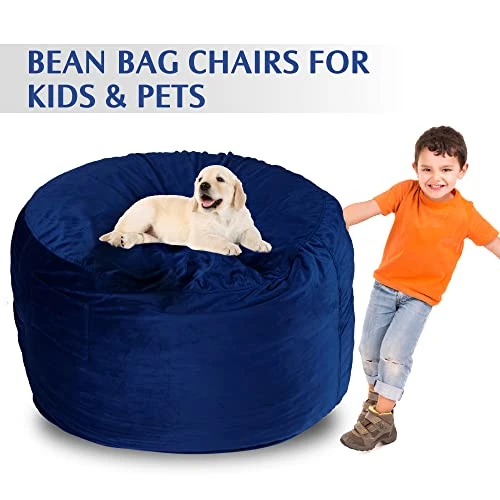 Homguava Bean Bag Chair: 3' Bean Bags With Memory Foam Filled, Large Beanbag Chairs Soft Sofa With Dutch Velet Cover-36×36"×24"(Blue) 4 Homguava Bean Bag Chair: 3' Bean Bags With Memory Foam Filled, Large Beanbag Chairs Soft Sofa With Dutch Velet Cover-36×36"×24"(Blue) - Image 4