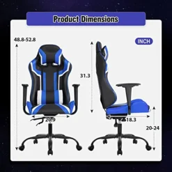 Gaming Chair Racing Desk Chair Ergonomic Office Chair Executive High Back PU Leather Computer Chair With Lumbar Support Task Rolling Swivel Chair For Men Teens Adults (Blue) -Amazon Basics Furniture Shop 41Z0hxXUNUL