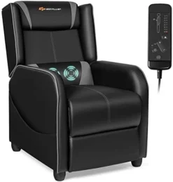Goplus Massage Gaming Recliner Chair, Racing Style PU Leather Single Recliner Sofa With Footrest, Adjustable Modern Living Room Recliners, Ergonomic Home Theater Recliner Seat -Amazon Basics Furniture Shop 41Z0oGam10L. AC
