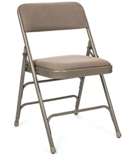 XL Series Commercial Fabric Padded Folding Chair, Triple Cross Bracing, Quad Hinging, 300 Lb Tested, 4 Pack (Beige)