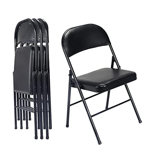 Karl Home 4 Pack Black Folding Chairs With Padded Seats For Outdoor & Indoor, Portable Stackable Commercial Seat With Steel Frame For Events Office Wedding Party, 330lbs Capacity 1 Karl Home 4 Pack Black Folding Chairs With Padded Seats For Outdoor & Indoor, Portable Stackable Commercial Seat With Steel Frame For Events Office Wedding Party, 330lbs Capacity