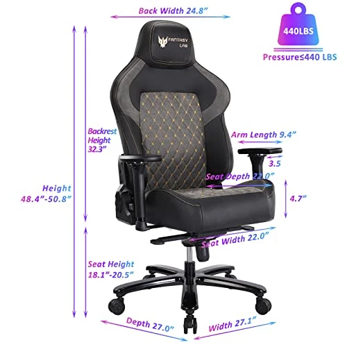 VON RACER Big And Tall Gaming Chair 440lb Gamer Chair With Gel Cold Cure Foam Lumbar Big And Tall Office Chair 4d Adjustable Arms Heavy Duty Metal Base Computer Chair For Gamers Office Workers 3 VON RACER Big And Tall Gaming Chair 440lb Gamer Chair With Gel Cold Cure Foam Lumbar Big And Tall Office Chair 4d Adjustable Arms Heavy Duty Metal Base Computer Chair For Gamers Office Workers - Image 3