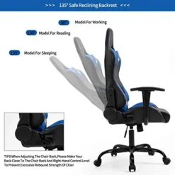 Sigtua Gaming Chair Computer Office Chairs, Ergonomic Racing Chair Gaming Chairs With Swivel Function, Back Support And Adjustable Headrest & Lumbar, 27 * 21 * 47-51 Inches, Blue/Black -Amazon Basics Furniture Shop 41ZCTaBHpfL