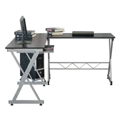 WYKDD L-Shaped Wooden Computer Desk Black -Amazon Basics Furniture Shop 41ZlFEW9JqL