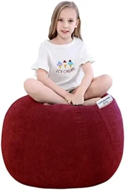 SANMADROLA Stuffed Animal Storage Bean Bag Chair Cover (No Filler) For Kids And Adults.Soft Premium Corduroy Stuffable Beanbag For Organizing Children Plush Toys Or Memory Foam Extra Large 300L (Grey) -Amazon Basics Furniture Shop 41Zqk7IDGEL. AC