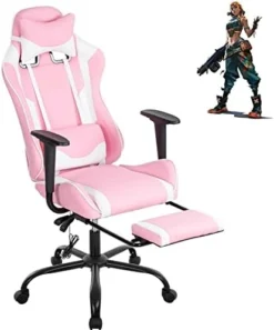 Gaming Chair High Back Computer Gaming Chair With Footrest, Ergonomic Game Chair PU Leather Racing Office Chair Adjustable Task Chair W/Headrest Armrest & Massage Function Lumbar Support-White 15 Gaming Chair High Back Computer Gaming Chair With Footrest, Ergonomic Game Chair PU Leather Racing Office Chair Adjustable Task Chair W/Headrest Armrest & Massage Function Lumbar Support-White -Amazon Basics Furniture Shop 41Zu8tyd0iL. AC
