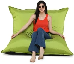 SATTVA 5ft Triangle Bean Bag For Adults - Big Bean Bag Covers Only (No Filling), Love Sack Bean Bag Oversized, All Weather Water Resistant Ultra Soft Zipper, For Dorm & Family Room (Green) -Amazon Basics Furniture Shop 41aEyFumcxL. AC