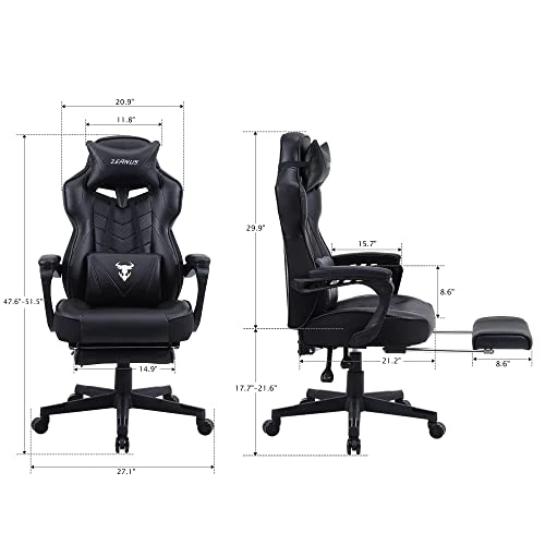 Zeanus Gaming Chairs With Footrest Recliner Computer Chair For Adults Massage Gaming Chair Big And Tall Gaming Chair Ergonomic Office Gamer Chair For Heavy People Recliner Racing Gaming Chair Black 2 Zeanus Gaming Chairs With Footrest Recliner Computer Chair For Adults Massage Gaming Chair Big And Tall Gaming Chair Ergonomic Office Gamer Chair For Heavy People Recliner Racing Gaming Chair Black - Image 2