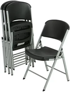 LIFETIME Commercial Grade Folding Chairs, 4 Pack,Plastic, Black/Silver -Amazon Basics Furniture Shop 41aZrAnh9IL. AC