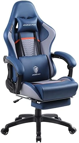 Dowinx Gaming Chair Ergonomic Racing Style Recliner With Massage Lumbar Support, Office Armchair For Computer PU Leather E-Sports Gamer Chairs With Retractable Footrest (Black&Blue) 12 Dowinx Gaming Chair Ergonomic Racing Style Recliner With Massage Lumbar Support, Office Armchair For Computer PU Leather E-Sports Gamer Chairs With Retractable Footrest (Black&Blue) - Image 12