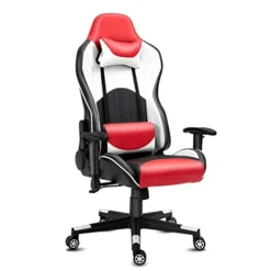 Video Gaming Chair Recliner Ergonomic Swivel Computer Desk Chair With Headrest Lumbar Support Adjustable Armrest Red White