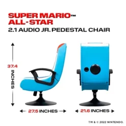 X Rocker Official Super 2.1 Audio Pedestal Mario Edition Gaming Chair, Faux Leather, Blue/White -Amazon Basics Furniture Shop 41b3R0dny5L