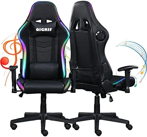 LED Computer Gaming Chair With Bluetooth Speakers And RGB Lights, Ergonomic Gamers Chair, Office Chair For Adults, Video Gaming Chair For Gift (Blue) 5 LED Computer Gaming Chair With Bluetooth Speakers And RGB Lights, Ergonomic Gamers Chair, Office Chair For Adults, Video Gaming Chair For Gift (Blue) - Image 5