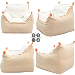 N&V Bean Bag Chair Giant High-Density Foam Filling Sofa With Foot Stool For Teens, Adults To Gaming, Reading, And Watching TV (Light Khaki) 9 N&V Bean Bag Chair Giant High-Density Foam Filling Sofa With Foot Stool For Teens, Adults To Gaming, Reading, And Watching TV (Light Khaki) -Amazon Basics Furniture Shop 41bsPUzZVuL